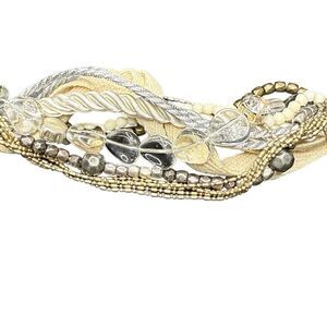 Anthropologie multistrand wrap bracelet- cream, silver, clear